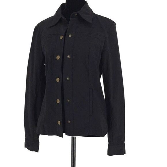 Dalia Womens Long Sleeve Collared Rayon Blend Button Front Jacket Black Size 4 - Picture 1 of 8